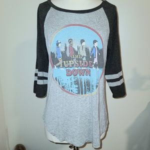 Gray and Black Raglan Sleeve Graphic Tee